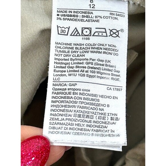 GAP Girlfriend Khaki Ankle Pants 8 Chinos Casual Pockets Loops Tapered Zip - Picture 4 of 16